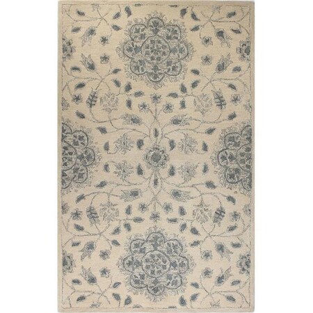 Bashian Bashian R120-IVBL-76X96-CL106 Bashian Venezia Collection Floral Transitional 100 Percent Wool Hand Tufted Area Rug; Ivory & Blue - 7 ft. 6 in. x 9 ft. 6 in. R120-IVBL-76X96-CL106